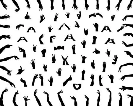 Silhouettes of hands Stock Illustration