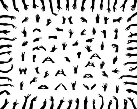 Silhouettes of hands Stock Illustration