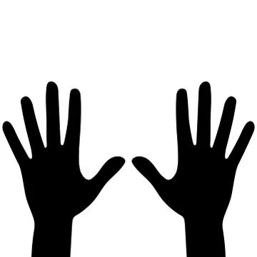 Silhouettes of hands isolated on a white background. Vector flat illustration. 스톡 일러스트