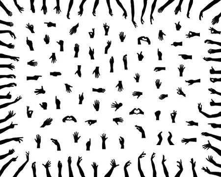 Silhouettes of  hands, vector Stock Illustration