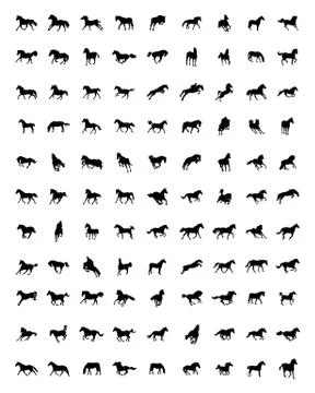 Silhouettes of horses Stock Illustration