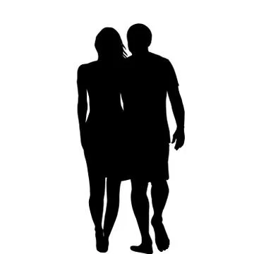 Silhouettes of hugging couple Illustrazione stock
