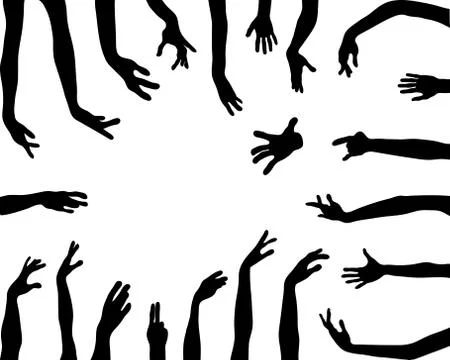 Silhouettes of human hands Stock Illustration