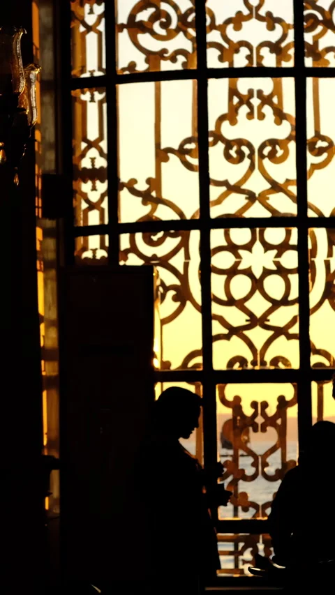 Silhouettes inside mosque Stock Footage 296602623