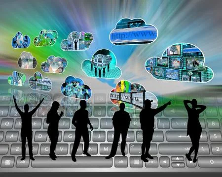 Silhouettes on the internet 库存插图