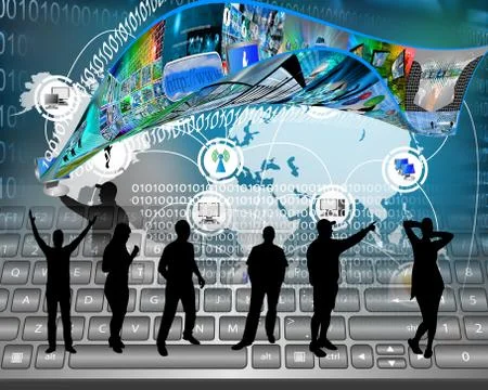 Silhouettes on the internet 스톡 일러스트