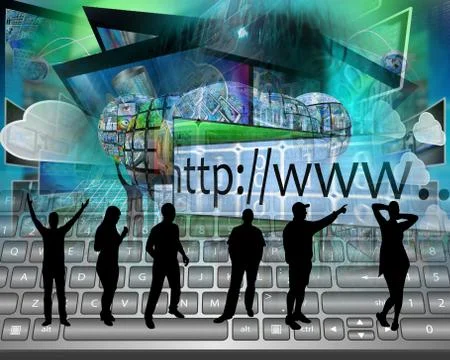 Silhouettes on the internet イラスト素材