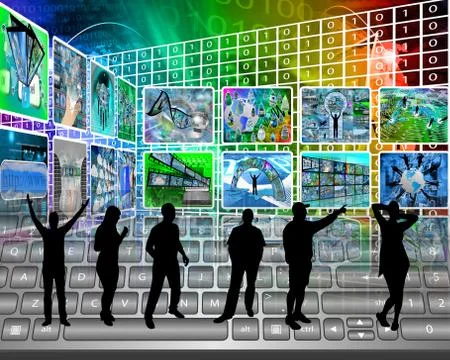 Silhouettes on the internet 스톡 일러스트