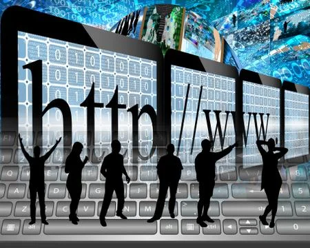 Silhouettes on the internet Stockillustratie