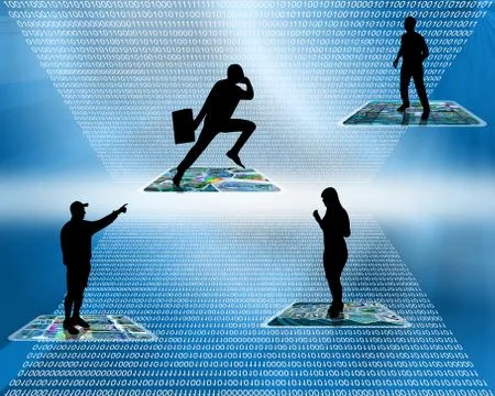 Silhouettes in the internet space Stock Illustration