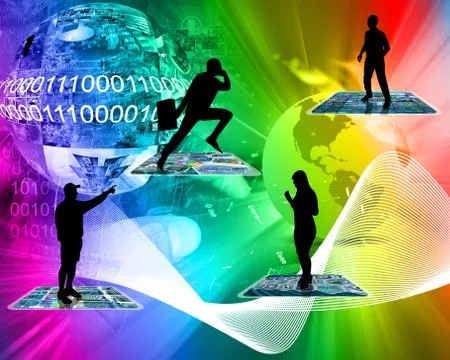 Silhouettes in the internet space Stock Illustration