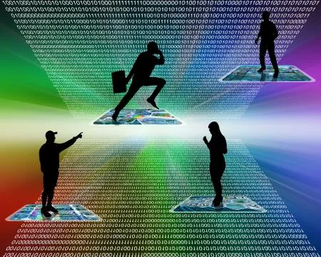 Silhouettes in the internet space Stockillustratie