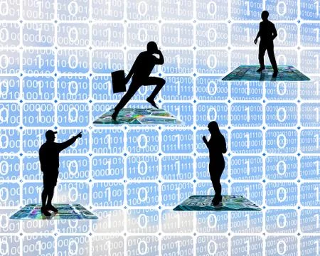 Silhouettes in the internet space イラスト素材