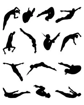 Silhouettes of jumping Stock Illustration