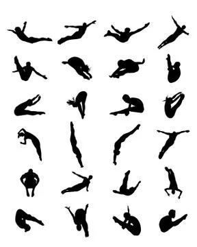 Silhouettes of jumping Stock Illustration