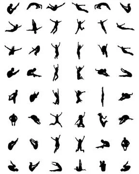 Silhouettes of jumping Stock Illustration