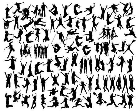 Silhouettes of  jumping Stock Illustration