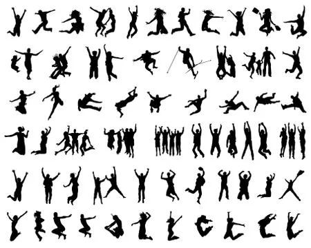 Silhouettes of jumping Stock Illustration