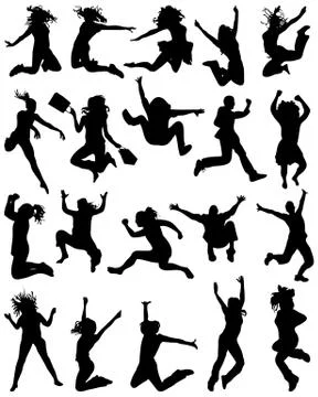 Silhouettes of jumping Stock Illustration