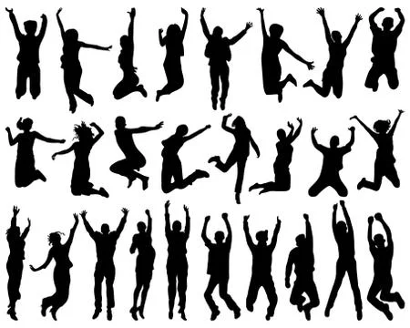 Silhouettes of jumping Stock Illustration