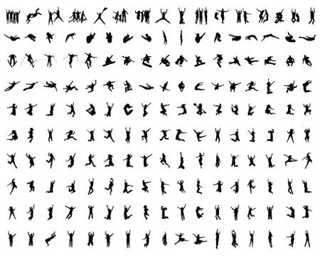 Silhouettes  of jumping Stock Illustration