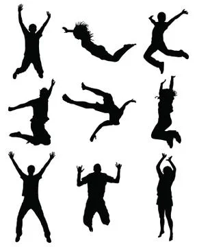 Silhouettes of jumping Stock Illustration