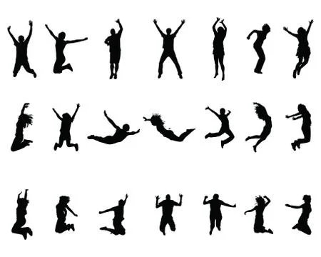 Silhouettes of jumping Stock Illustration