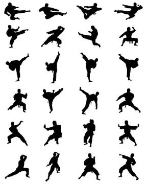 Silhouettes of karate Stock Illustration