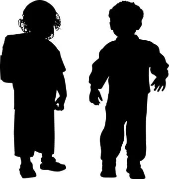 Silhouettes of kids Stock Illustration