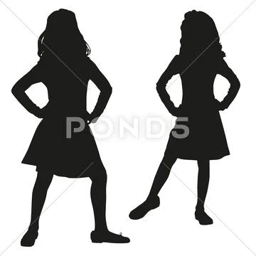 Silhouettes of kids Stock Illustration