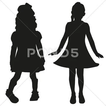 Silhouettes of kids Stock Illustration