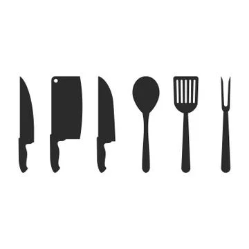 Silhouettes of kitchen accessories. Vector illustration. Stock Illustration