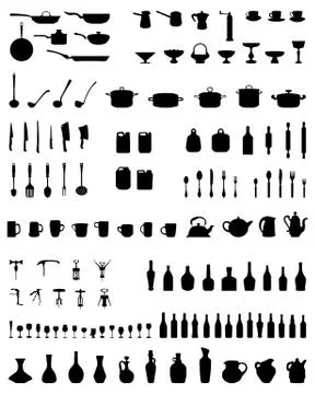 Silhouettes of kitchenware Illustrazione stock