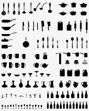 Silhouettes of kitchenware Stock Illustration