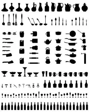 Silhouettes of kitchenware Stock Illustration