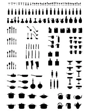 Silhouettes of kitchenware Stock Illustration