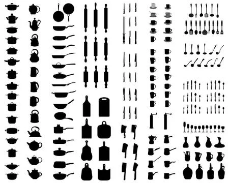 Silhouettes of kitchenware Stock Illustration