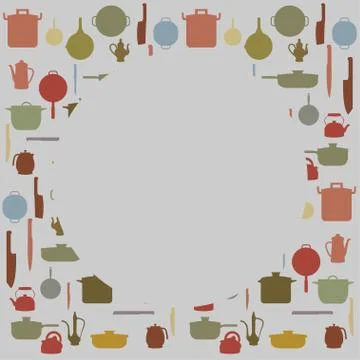 Silhouettes of Kitchenware , vector for background Stock Illustration