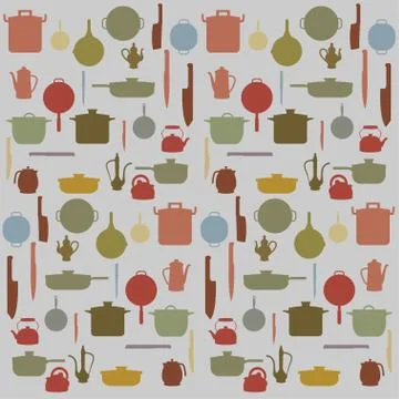 Silhouettes of Kitchenware , vector for background Stock Illustration
