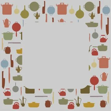 Silhouettes of Kitchenware , vector for background Stock Illustration
