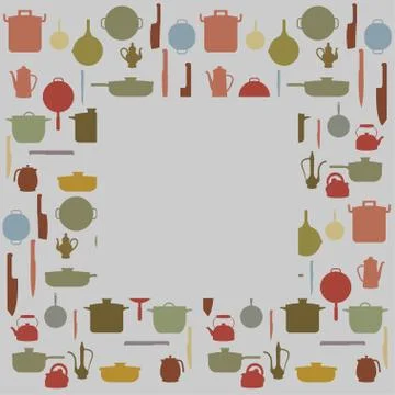 Silhouettes of Kitchenware , vector for background Stock Illustration