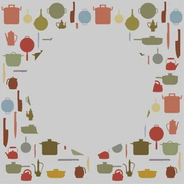Silhouettes of Kitchenware , vector for background Stock Illustration