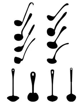 Silhouettes of ladle Illustrazione stock