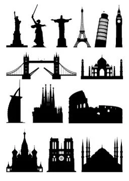Silhouettes landmark Stock Illustration