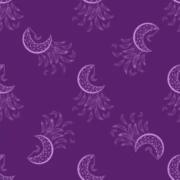 Silhouettes Magic symbols seamless pattern, with magical elements such as s.. Illustrazione stock