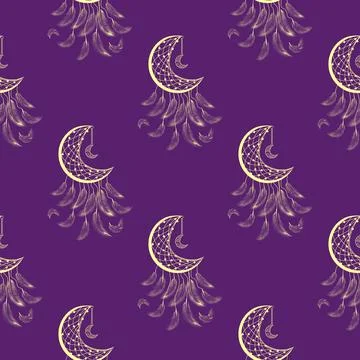Silhouettes Magic symbols seamless pattern, with magical elements such as s.. Stock Illustration
