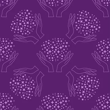 Silhouettes Magic symbols seamless pattern, with magical elements such as s.. Stock Illustration