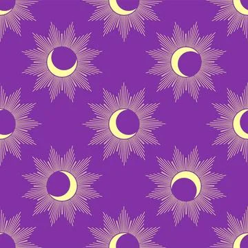 Silhouettes Magic symbols seamless pattern, with magical elements such as s.. Stock Illustration