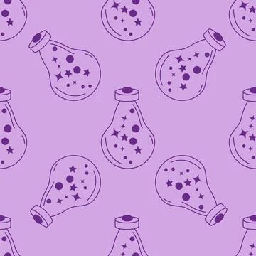 Silhouettes Magic symbols seamless pattern, with magical elements such as sna Stock Illustration