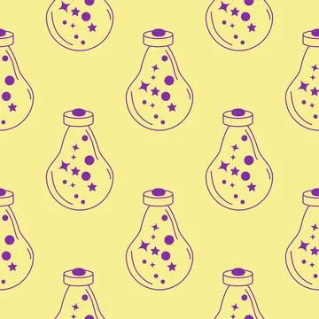 Silhouettes Magic symbols seamless pattern, with magical elements such as sna Stock Illustration